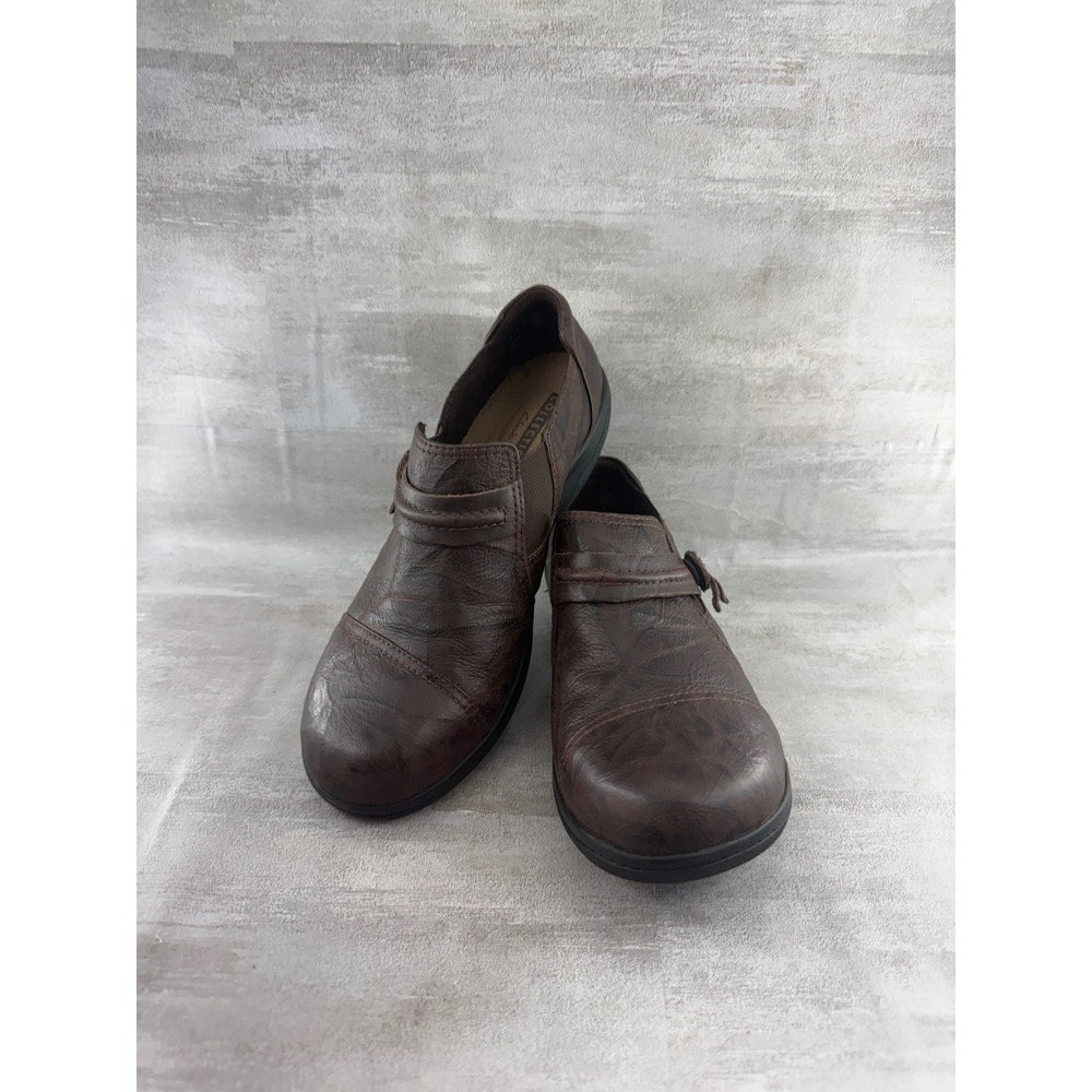 Clarks Collection Brown Textured Slip On Loafers Shoes 261299525045 Women Sz 7W